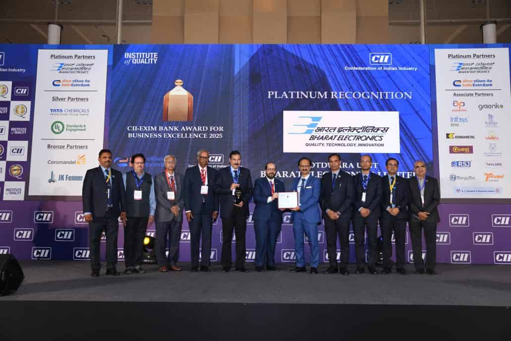 BEL’s Kotdwara Unit has won the “Platinum Award” of year 2025’s CII-EXIM Bank Excellence Awards