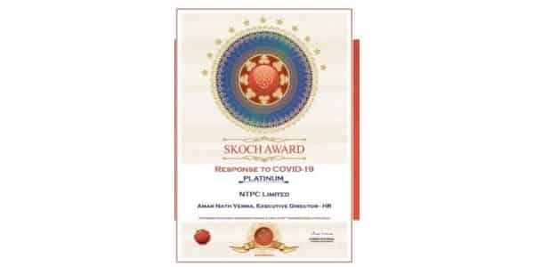 NTPC Bagged Skoch Award in Response To Covid category