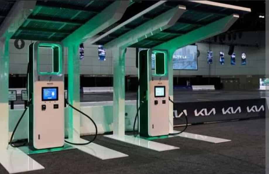 EV charging station set up in Noida under CSR initiative of Oil India
