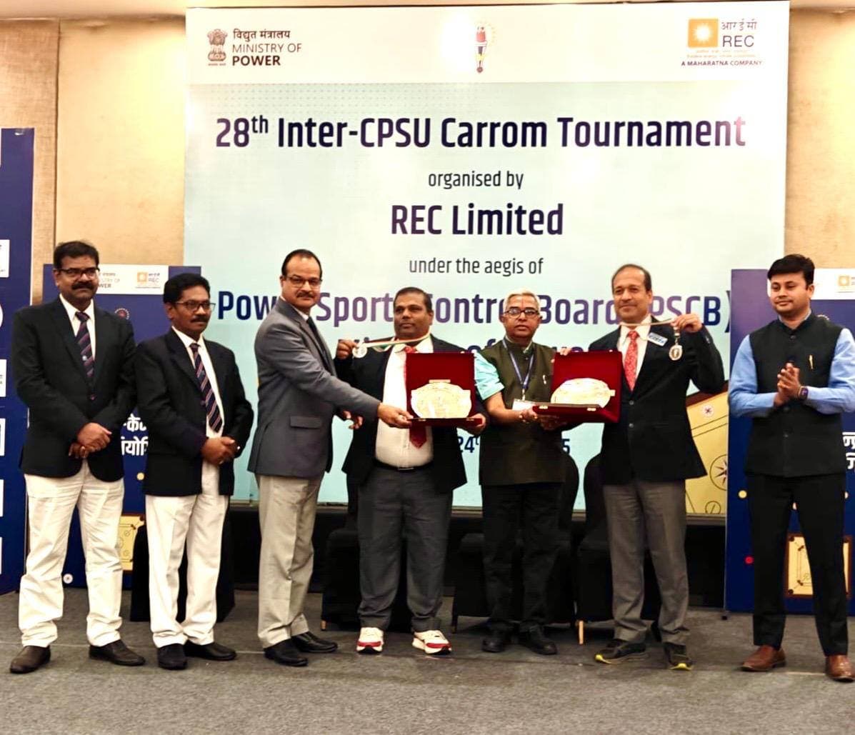 NHPC Men’s Carrom Team Clinches Gold at 28th Inter-CPSU Tournament