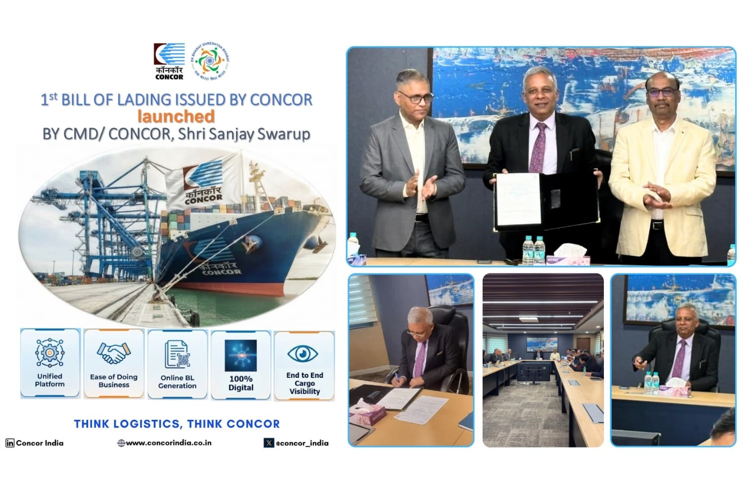 CONCOR Launches First Bill of Lading for Overseas Cargo in Own Container
