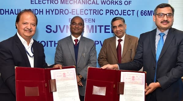 SJVN signs Agreement for Electro-Mechanical works of 66 MW Dhaulasidh Project