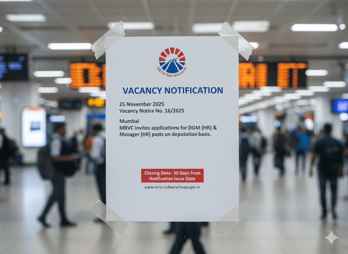 MRVC Invites Applications for DGM and Manager (HR) Posts on Deputation Basis