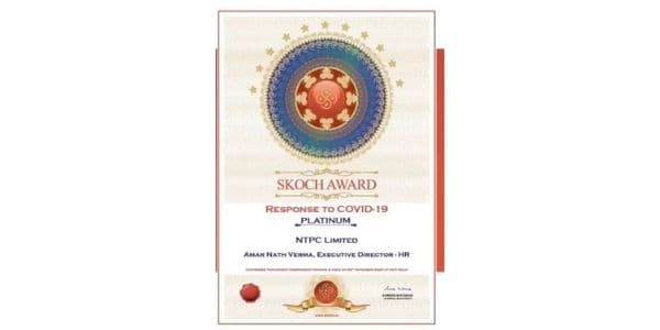 NTPC Bagged Skoch Award in Response To Covid category