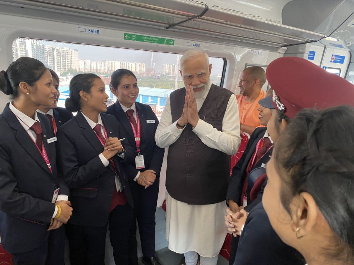 PM Modi Takes a Ride on Regional Rapid Train 'Namo Bharat'
