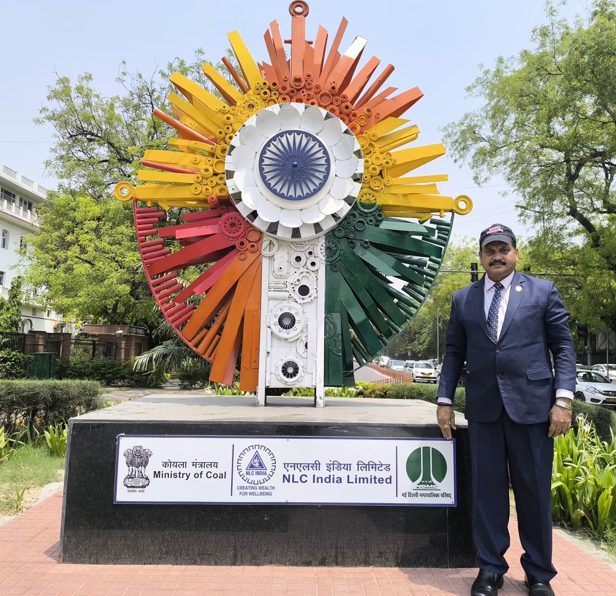 Nlc india installed 'jai hind chakra' near  New parliament house, new delhi