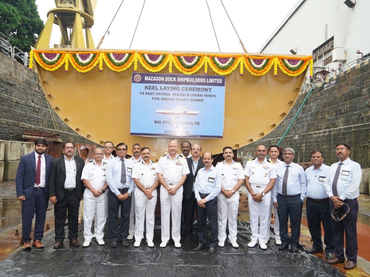 Navratna Defence PSU, MDL lays Keel for 1st Ship of 14 FPVs for Indian Coast Guard