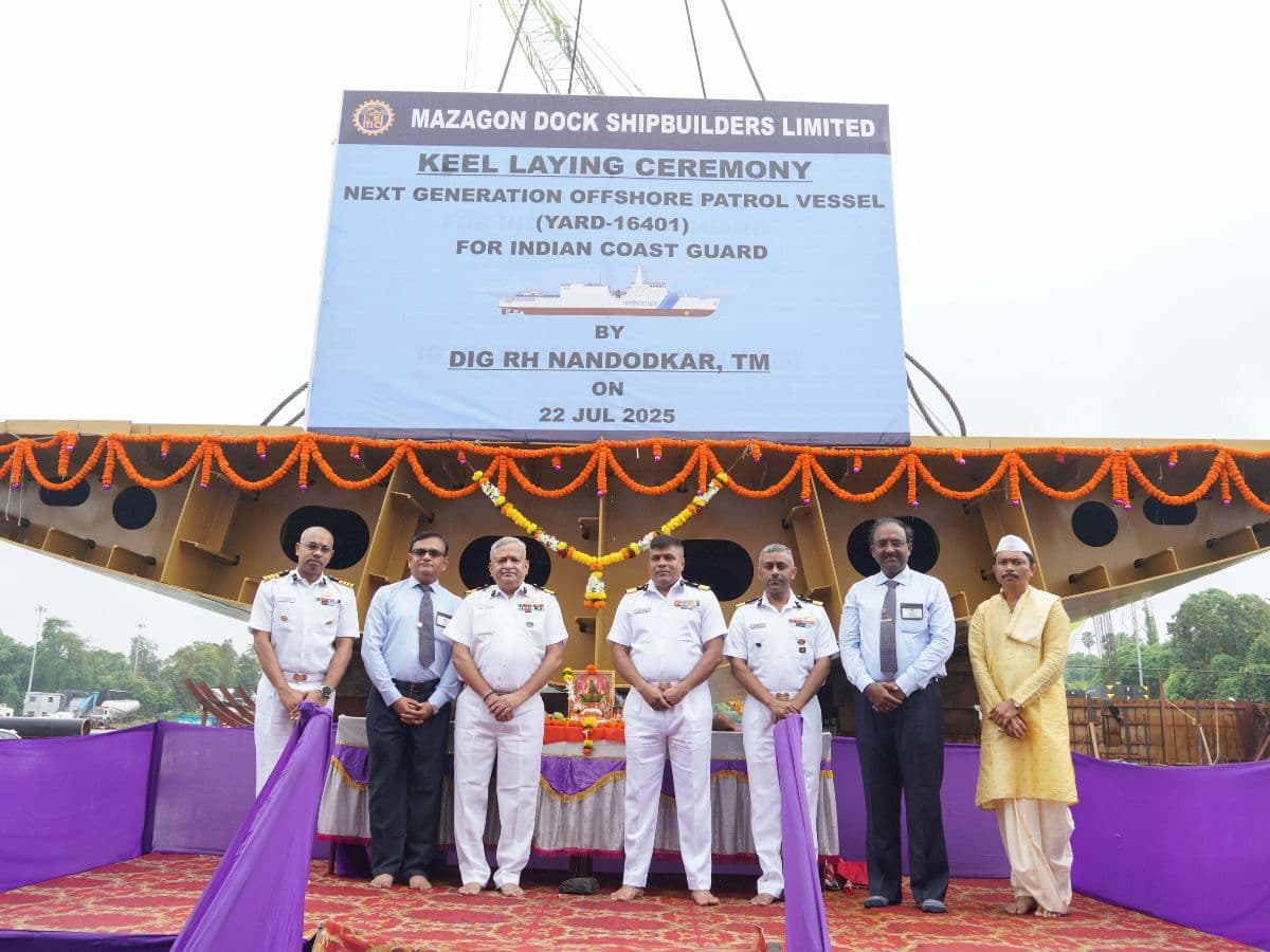 Mazagon Dock Shipbuilders Lays Keel for ICG's First Next-Gen Patrol Vessel
