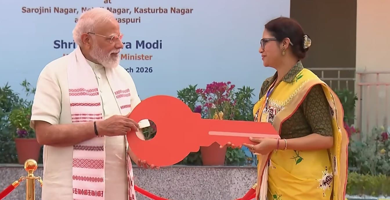 PM Narendra Modi Visits Sarojini Nagar GPRA Redevelopment Site Executed by NBCC