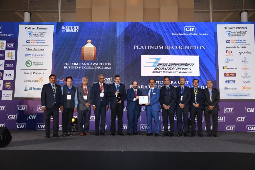 BEL’s Kotdwara Unit has won the “Platinum Award” of year 2025’s CII-EXIM Bank Excellence Awards