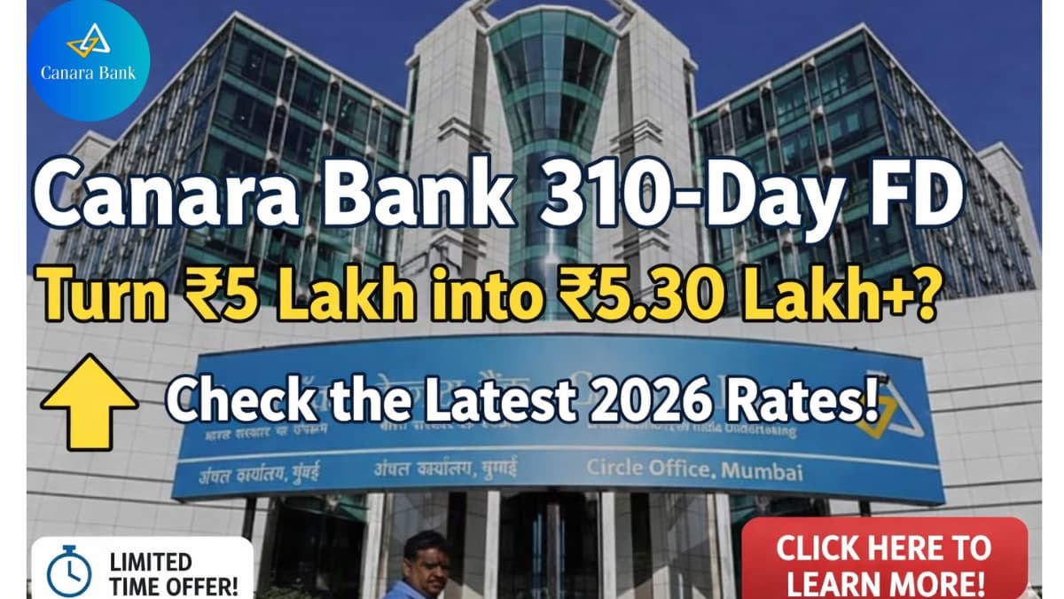 Canara Bank 310-Day FD: Turn ₹5 Lakh into ₹5.30 Lakh+? Check the Latest 2026 Rates!