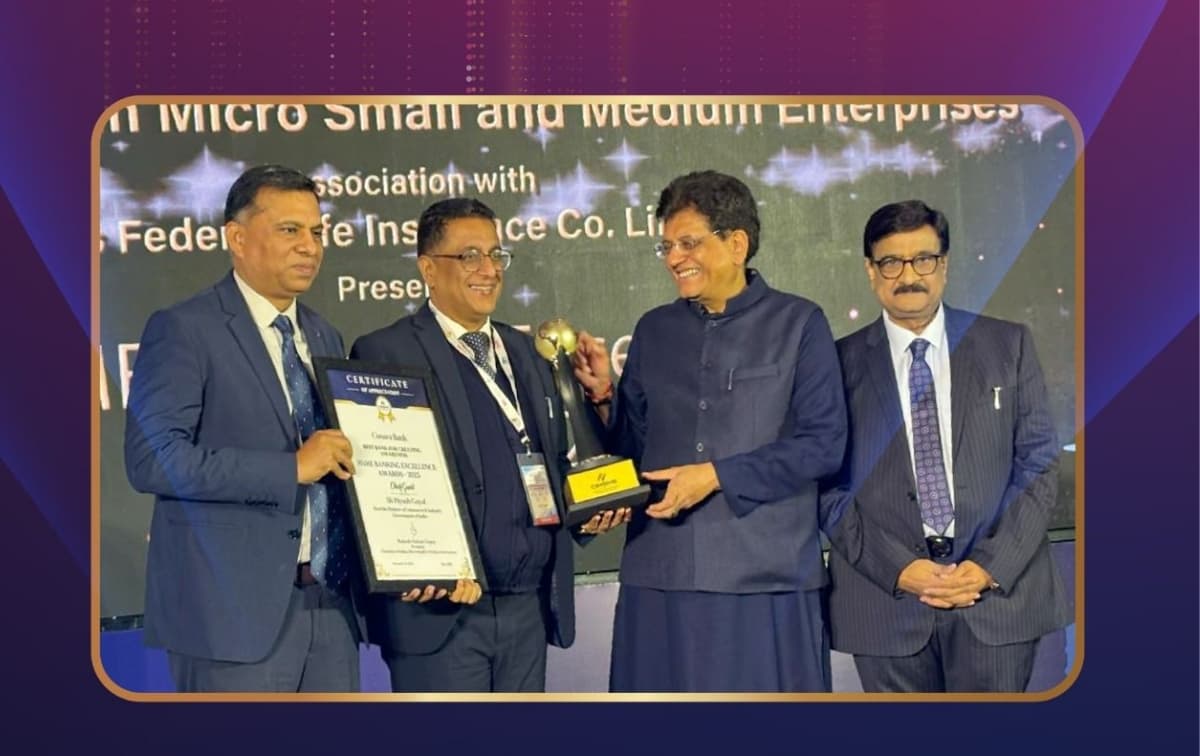 Canara Bank Wins Dual MSME Awards from Minister Piyush Goyal