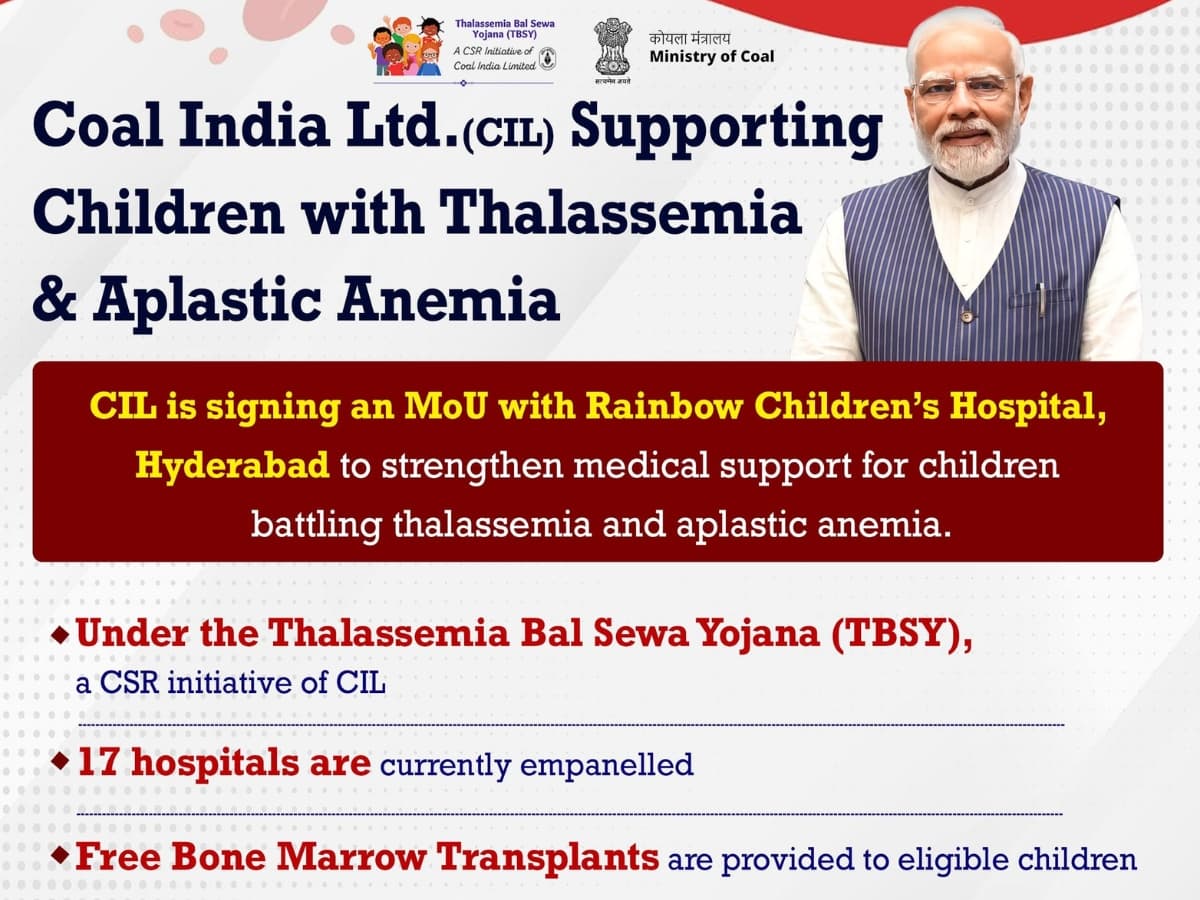 Coal India Partners with Rainbow Hospital to Expand Thalassemia Bal Sewa Yojana