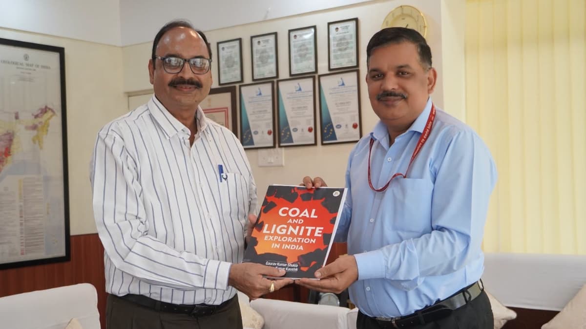 Former MECL Officers Author Book on Coal and Lignite Exploration; Copy Presented to CMD Indra Dev Narayan