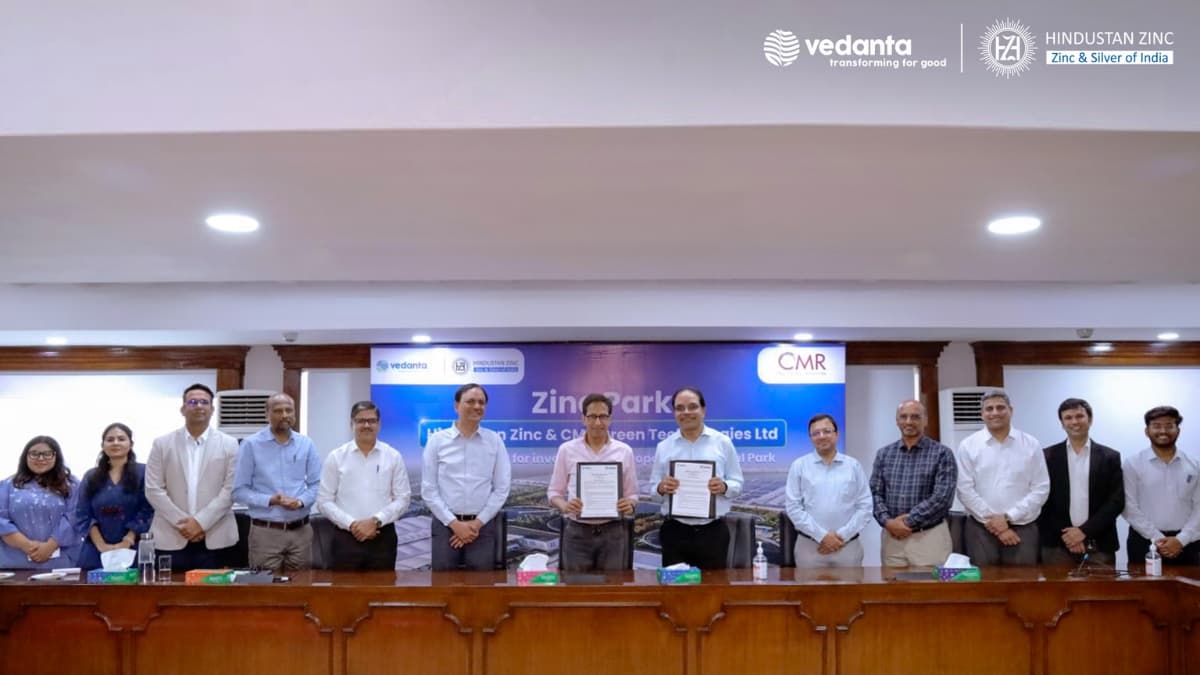 Hindustan Zinc Signs MoU with CMR Green Technologies for Zinc Alloy Manufacturing at Zinc Park, Rajasthan