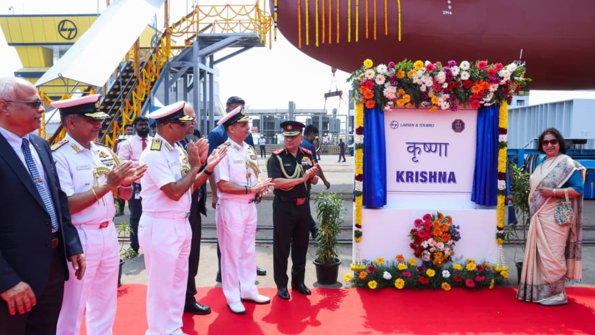 Indian Navy Launches First Cadet Training Ship Krishna at L&T Chennai