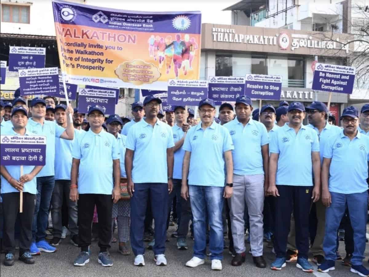 Indian Overseas Bank Strengthens Vigilance Awareness Campaign through Walkathon and Public Outreach Activities