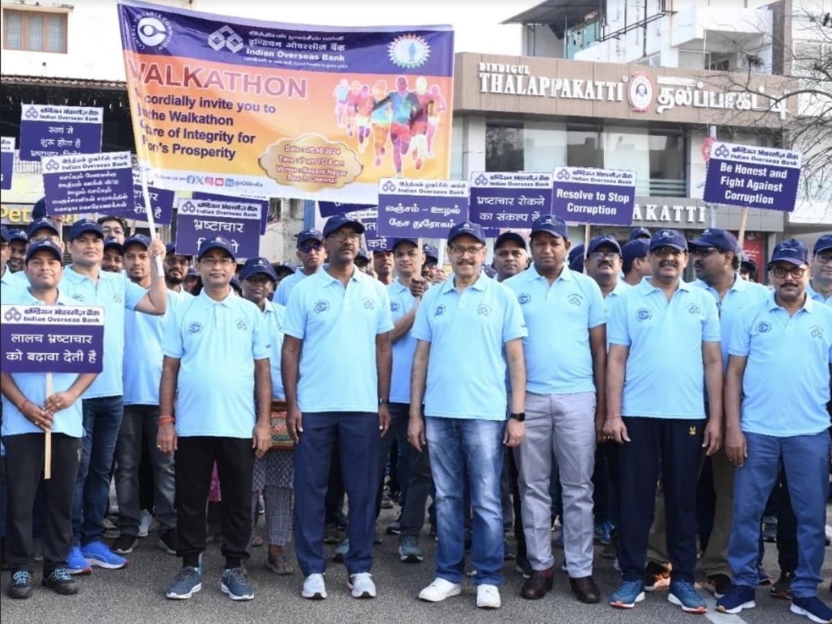 Indian Overseas Bank Strengthens Vigilance Awareness Campaign through Walkathon and Public Outreach Activities