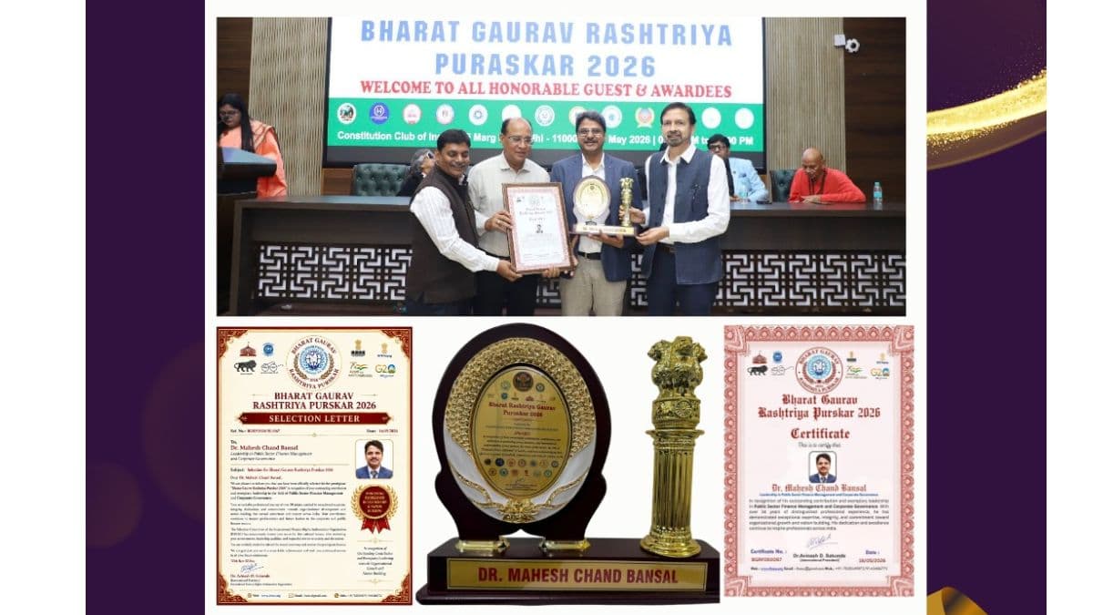 NBCC Finance Leader Mahesh Chand Bansal Receives Bharat Gaurav Rashtriya Puraskar 2026