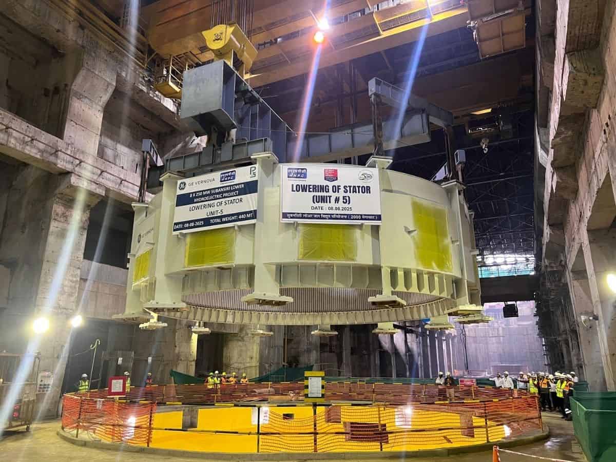 Major Milestone Achieved at NHPC Subansiri Lower HE Project as Stator for Unit 5 is Successfully Lowered