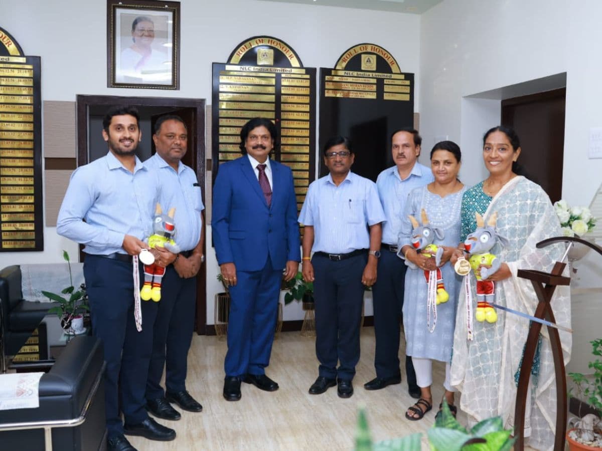 NLCIL CMD Prasanna Kumar Motupalli greets prize winners of CM’s Trophy 2023