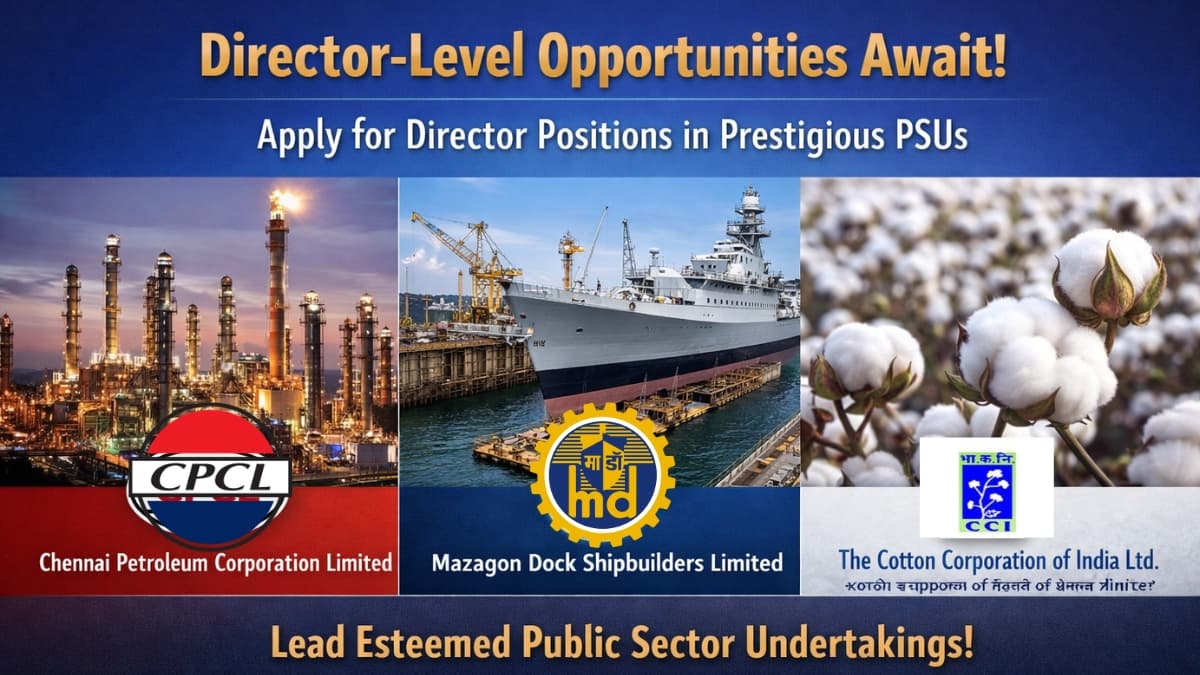 PESB Invites Applications for Director Posts at CPCL, Mazagon Dock & Cotton Corporation of India