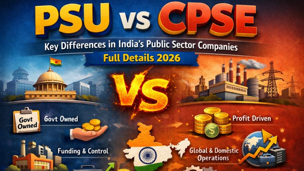 PSU vs CPSE: Key Differences in India's Public Sector Companies – Full Details 2026