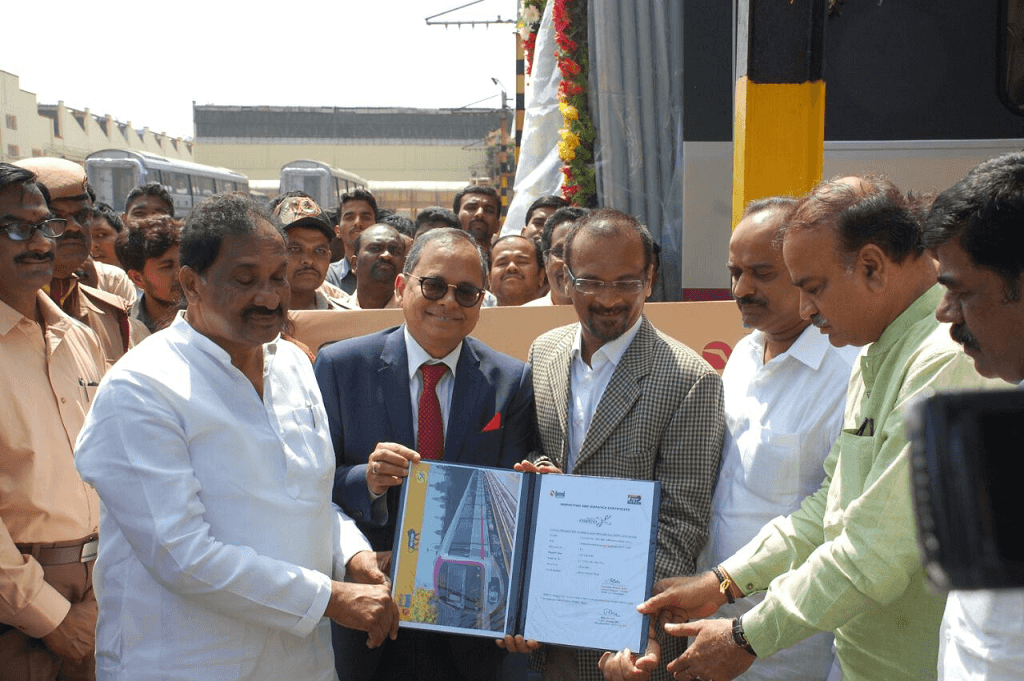 BEML Handed Over the frist Intermediate Car Unit to BMRCL