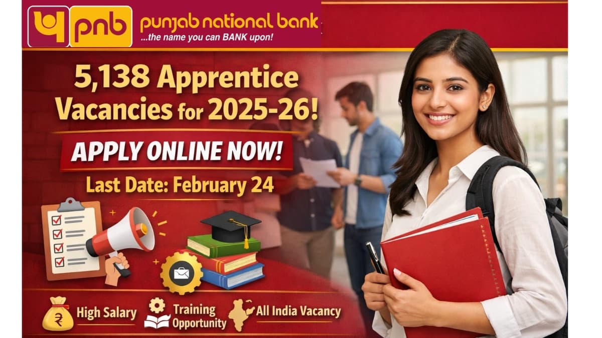 Punjab National Bank Announces 5,138 Apprentice Vacancies for 2025-26: Apply Online by February 24