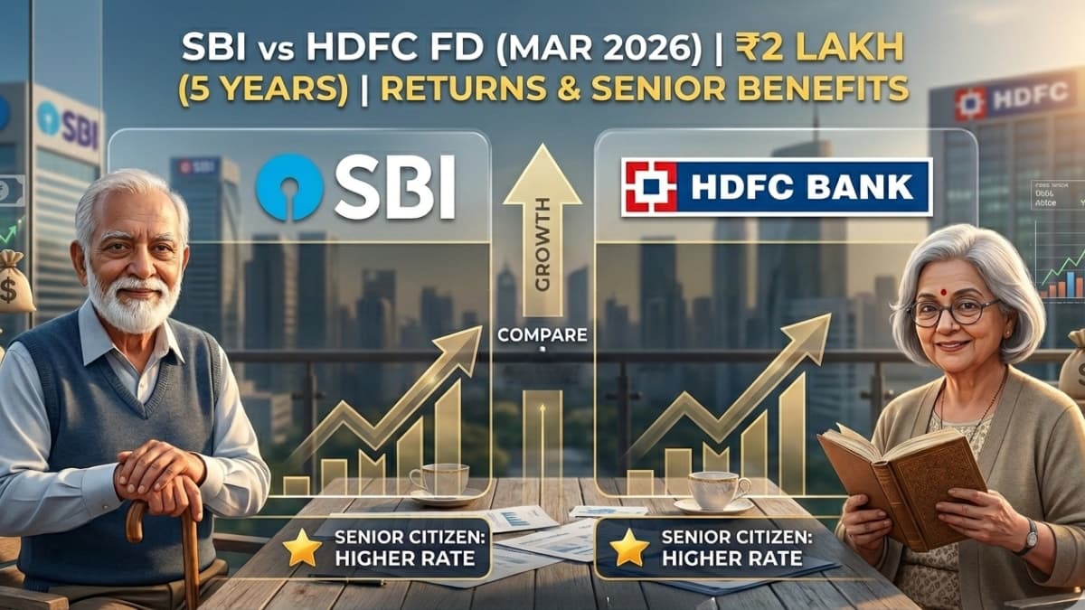 SBI vs HDFC FD Interest Rates March 2026: Compare Returns on ₹2 Lakh (5 Years) | Senior Citizen Benefits