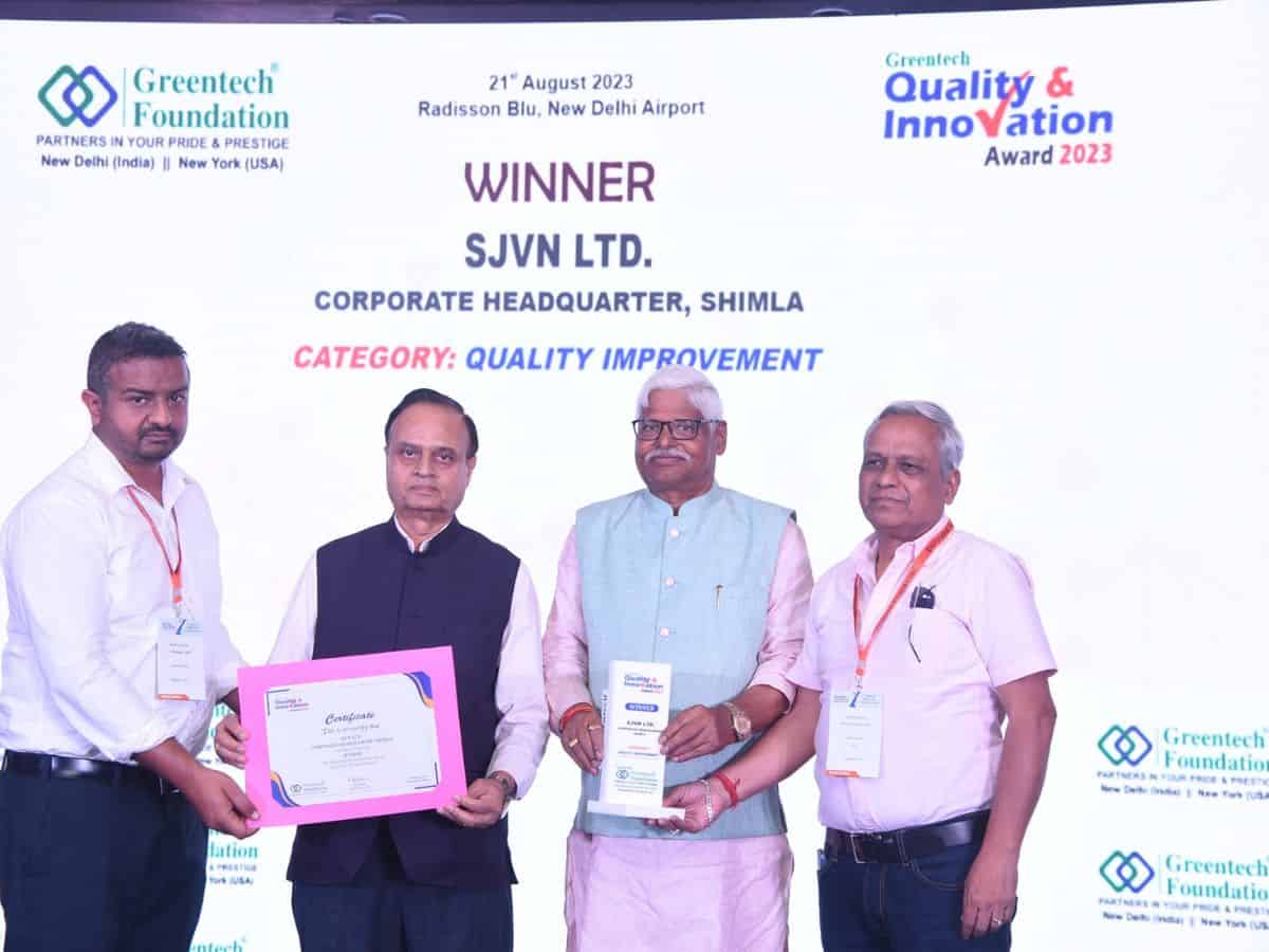 SJVN conferred with Greentech Quality & Innovation Award 2023