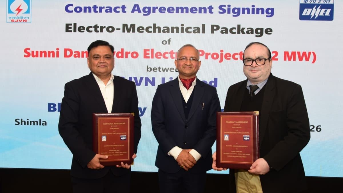 SJVN Awards ₹837 Crore Contract to BHEL for 382 MW Sunni Dam Hydro Project