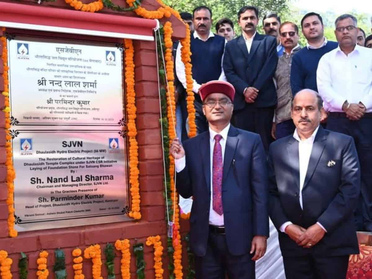 SJVN CMD visits under construction 66 MW Dhaula Siddh Hydroelectric Project