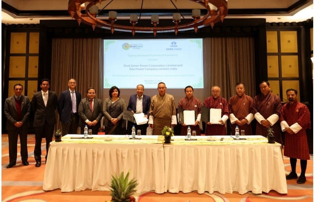 Tata Power and Druk Green Power sign Commercial Agreements in bhutan
