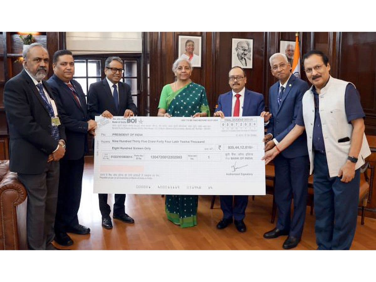 Bank of India Pays Dividend of Rs. 935.44 crores to Government of India