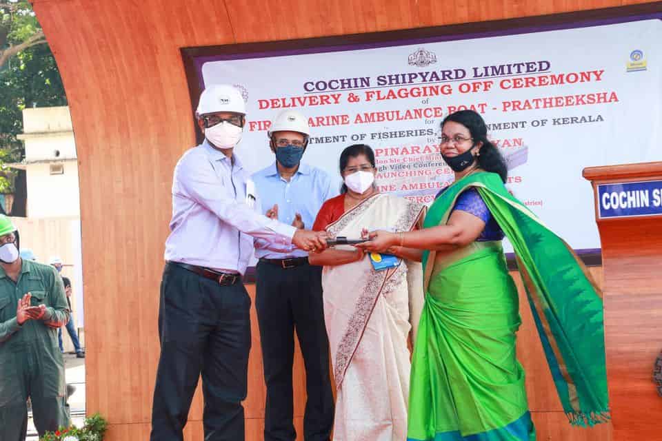 Delivery and flag-off ceremony of marine ambulance boat for Kerala