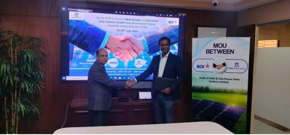 Tata Power Solar partners with the Bank of India to finance EV Charging Stattions