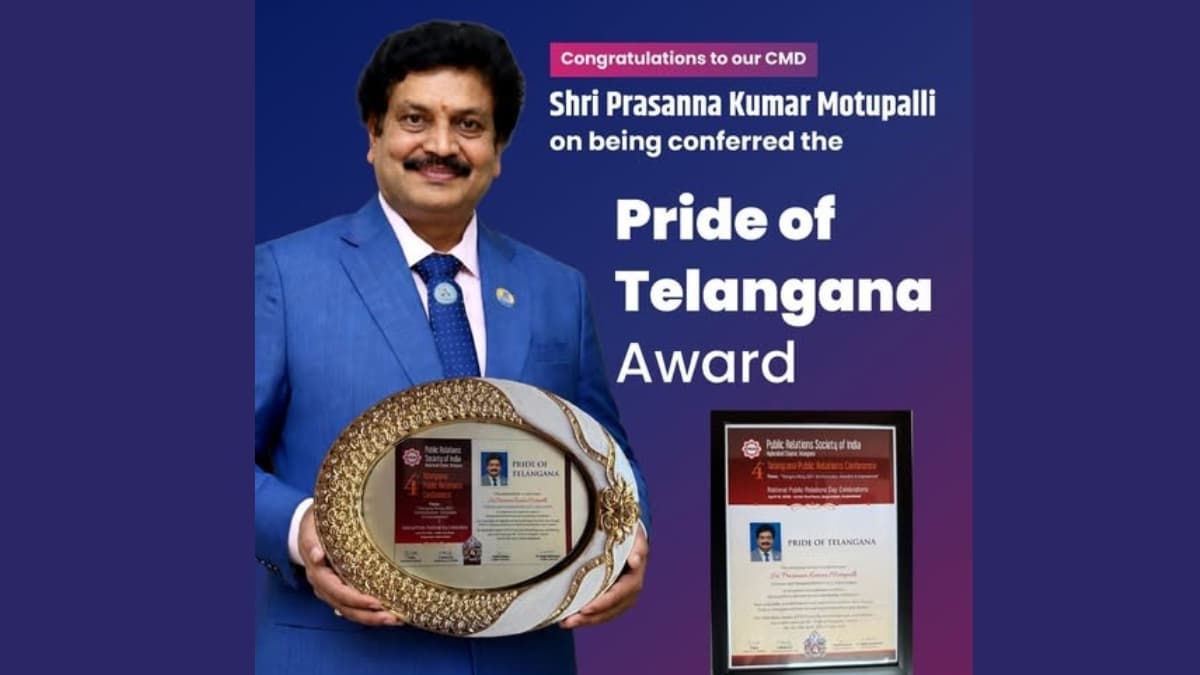 NLC India CMD Prasanna Kumar Motupalli Receives Pride of Telangana Award in Hyderabad