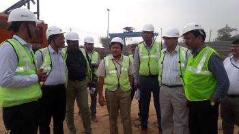 Chairman NHAI Shri Raghav Chandra reviewing the progress of Eastern Peripheral Expressway at construction site at Faridabad and Sonepat