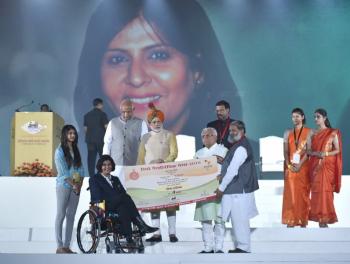 Prime Minister of india Rio Paralympic Silver Medalist Ms Deepa Malik felicitated with award of Rs 4 crore