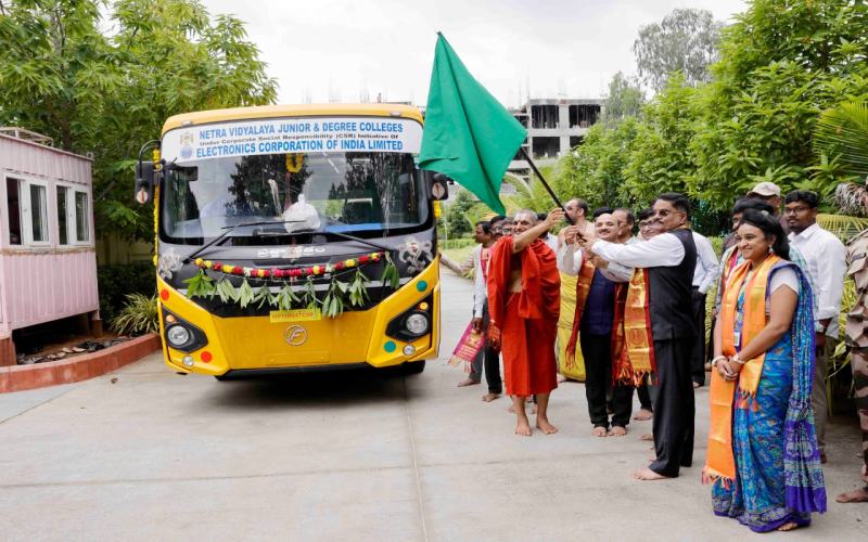 ECIL CSR Initiative – Donation of College Bus to Netra Vidyalaya Degree College