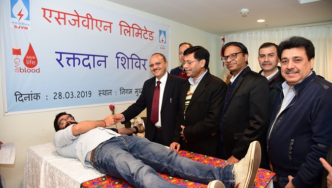 Highest Collection of Blood units during Donation Camp Organized by SJVN