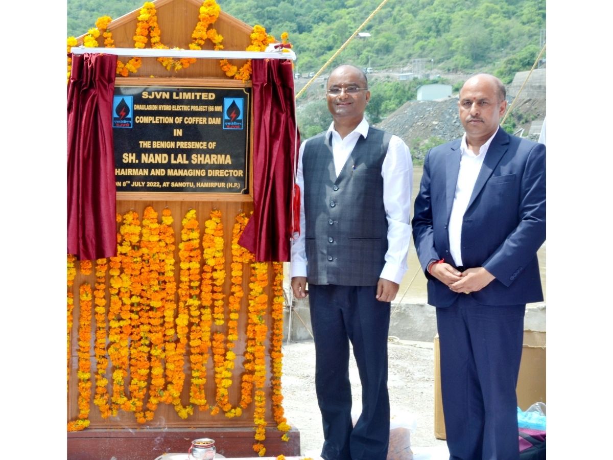 CMD, SJVN inaugurates upstream Coffer Dam of Dhaulasidh Project
