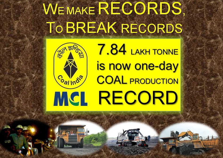 MCL Betters Record by Producing 7.84 Lakh Tonne a Day