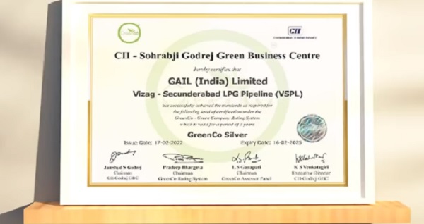 GAIL-VSPL has been awarded CII - GreenCo Rating