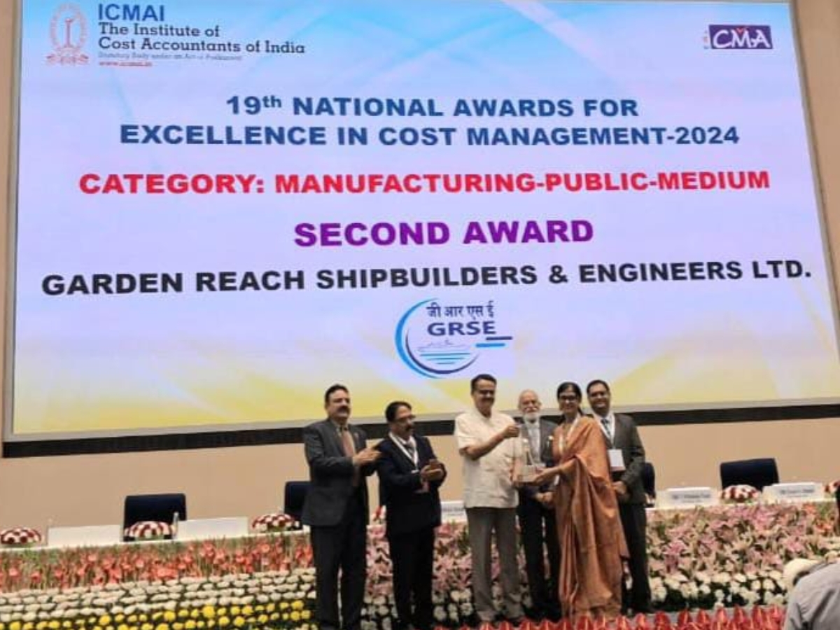 GRSE Honoured with Prestigious National Award for Excellence in Cost Management by ICMAI