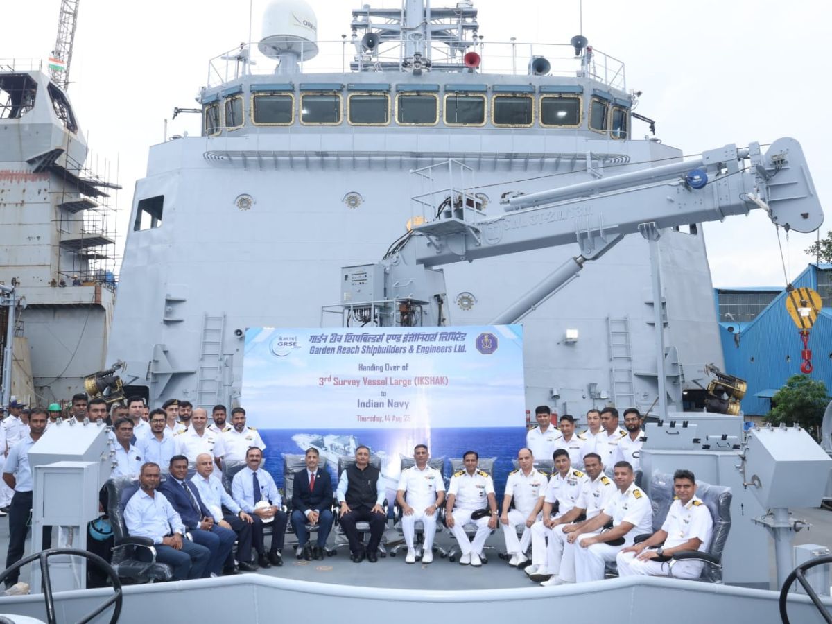 GRSE Delivers its 113th Warship Survey Vessel (Large) ‘Ikshak’ to Indian Navy