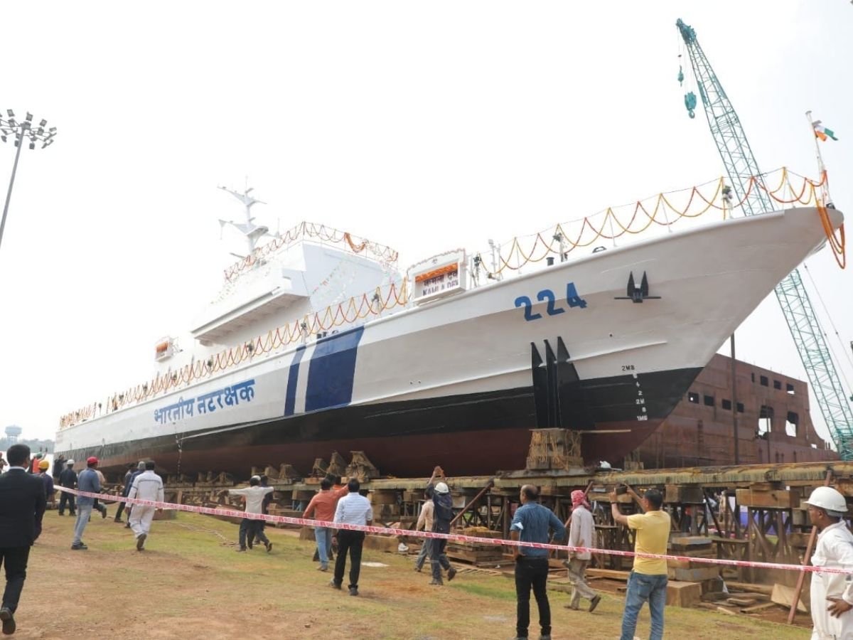 GRSE Launches Fast Patrol Vessel, ICGS Kamla Devi; Records 60% Work Completion on Launch Day