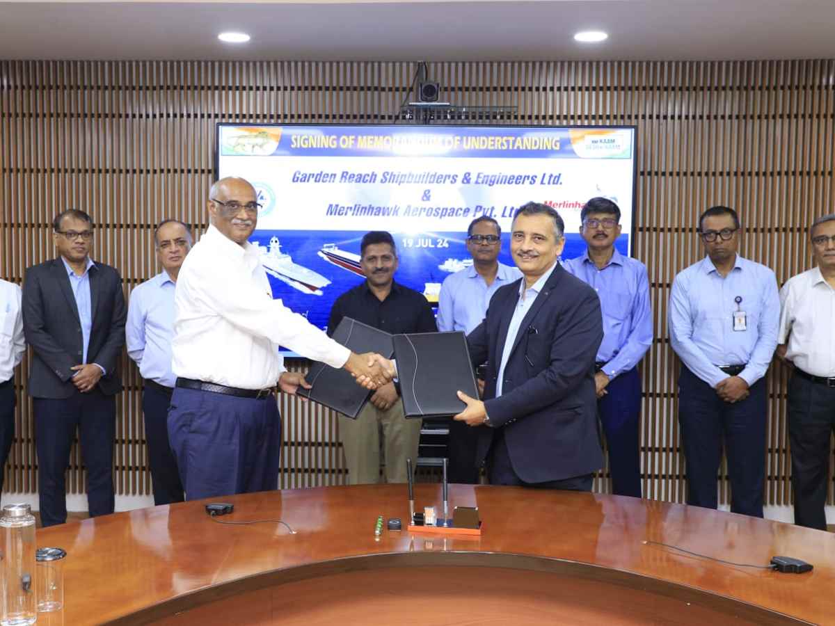 GRSE enters into MoU with Merlinhawk Aerospace and KELTRON, shares soars over 4.3 percent