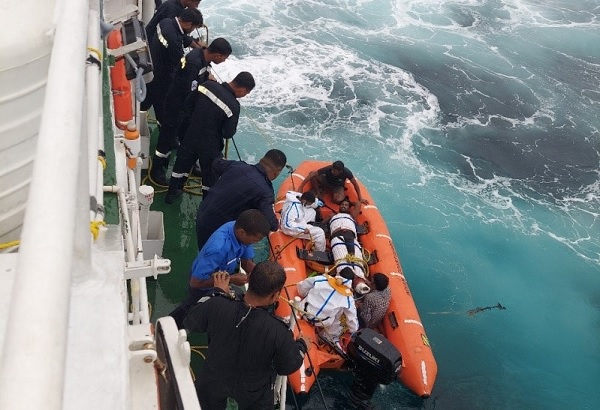Indian Cost Guard rescues nine crew from sinking vessel Ganga-I off Cinque Island